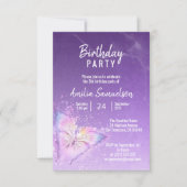 Cute Girl Paarse Butterfly Birthday DIY Sjablonen Kaart (Voorkant)