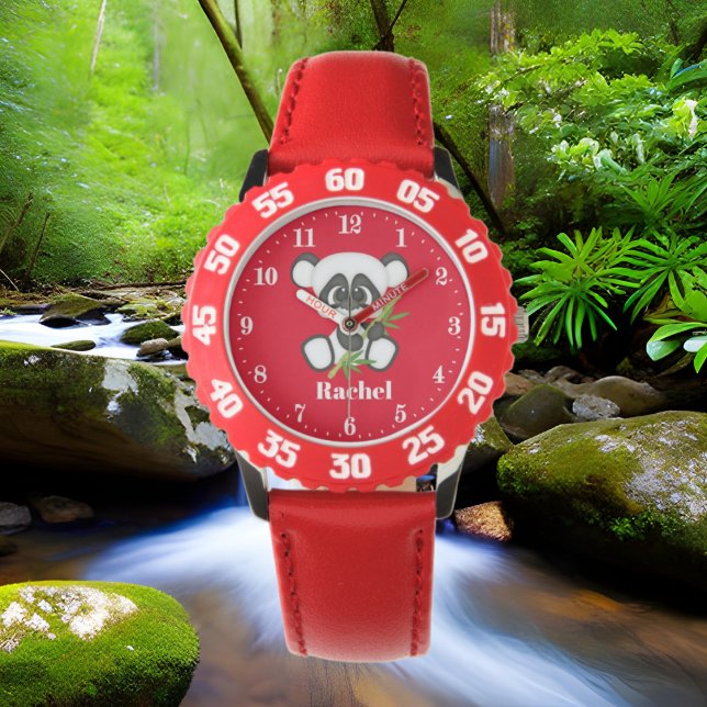 Cute girl panda beer voegt naam toe horloge (Creator heeft geüpload)