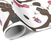 Cute girl panda oké! cadeaupapier (Rol Hoek)