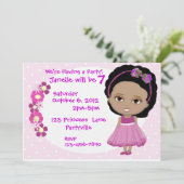 Cute Girl Party Invite Kaart (Staand voorkant)