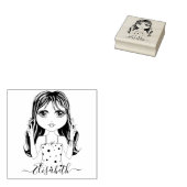 Cute Girl Peace Graphic Illustralized Personalized Rubberstempel (Gestempeld)