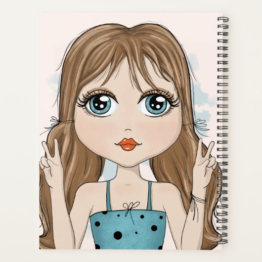 Cute Girl Peace Graphic Illustration Planner (Achterkant)