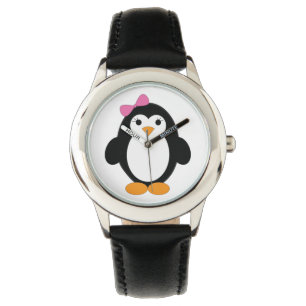 Cute Girl Penguin Horloge