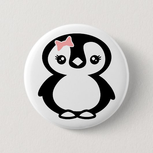 Cute Girl Penguin Ronde Button 5,7 Cm (Voorkant)