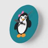 Cute Girl Penguin Ronde Klok (Hoek)