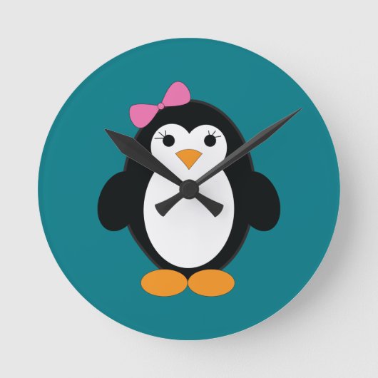 Cute Girl Penguin Ronde Klok (Voorkant)