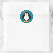 Cute Girl Penguin Ronde Sticker (Tas)