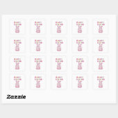 Cute Girl Personalize Happy Easter Bunny Vierkante Sticker (Vel)