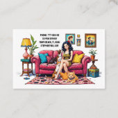 Cute Girl Pet Sitter Dog Walker Visitekaartje (Achterkant)