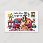 Cute Girl Pet Sitter Dog Walker Visitekaartje (Voorkant)
