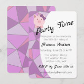 Cute Girl Pig Birthday Party Invitation Kaart (Voorkant / Achterkant)