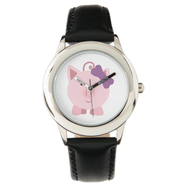 Cute Girl Pig Horloge (Voorkant)