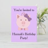 Cute Girl Pig Kaart (Staand voorkant)