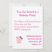 Cute Girl Pig Kaart (Achterkant)