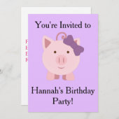 Cute Girl Pig Kaart (Voorkant / Achterkant)