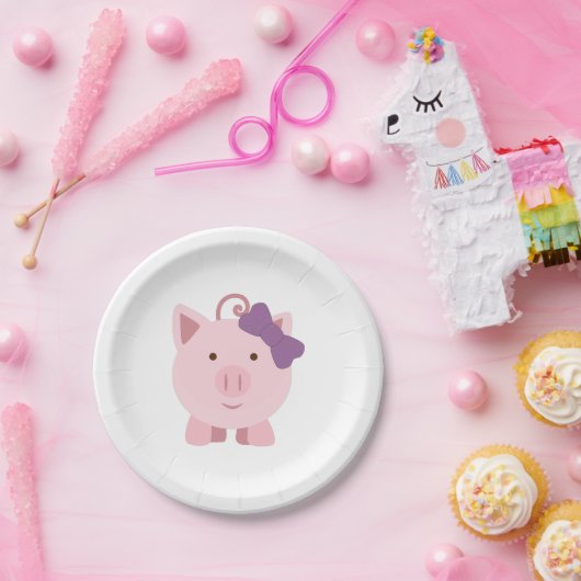 Cute Girl Pig Papieren Bordje (Feest)
