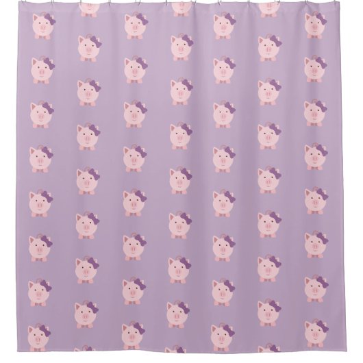Cute Girl Pig Pattern Douchegordijn (Voorkant)