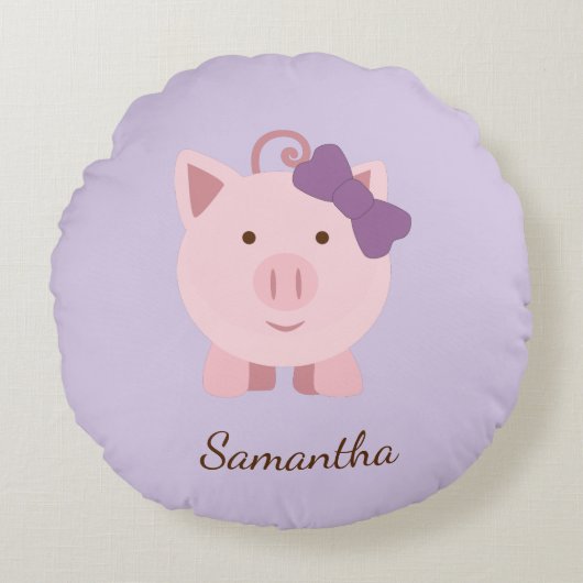 Cute Girl Pig Swaddle Blanket Rond Kussen (Voorkant)