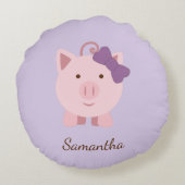 Cute Girl Pig Swaddle Blanket Rond Kussen (Achterkant)