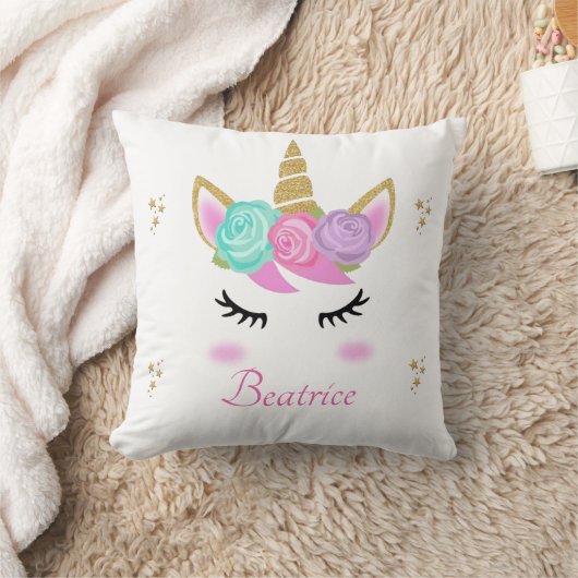 Cute Girl Pillow met Unicorn en sterren Kussen (Deken)