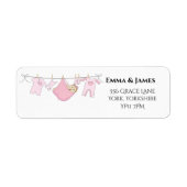 Cute Girl Pink Baby shower Adres label (Voorkant)
