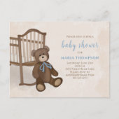 Cute Girl Pink Classic Nursery Teddy Bear Aankondigingskaart (Voorkant)