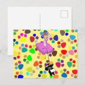 Cute Girl Pink Dress Black poodle cartoon Briefkaart (Voorkant / Achterkant)