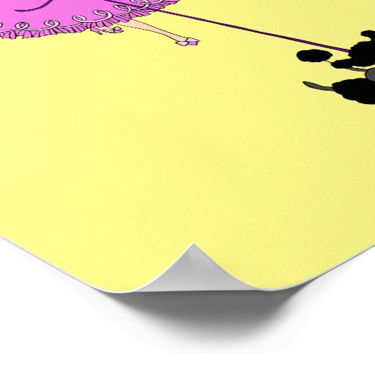 Cute Girl Pink Dress Black poodle cartoon Poster (Hoek)