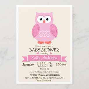 Cute Girl Pink Owl Baby shower of Sprinkle Kaart