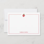 Cute Girl Pink Strawberry Personalized Note Card (Voorkant)