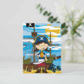 Cute Girl Pirate Briefkaart (Staand voorkant)