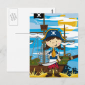 Cute Girl Pirate Briefkaart (Voorkant / Achterkant)