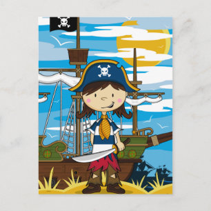 Cute Girl Pirate Briefkaart
