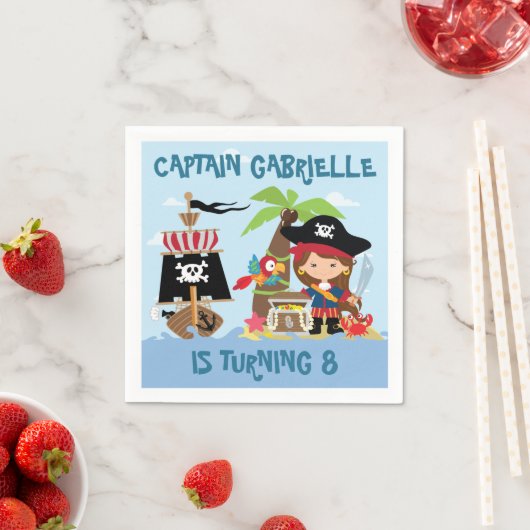 Cute Girl Pirate Party Paper Napkins Servetten (Insitu)