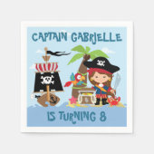 Cute Girl Pirate Party Paper Napkins Servetten (Voorkant)