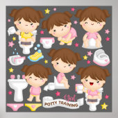 Cute Girl Potty Training Poster (Voorkant)
