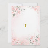 Cute Girl Praying Pink Bow First Holy Communion Kaart (Achterkant)