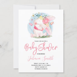 Cute Girl Rabbit Baby shower Invitation Kaart