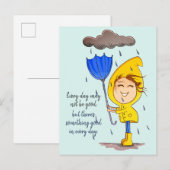 Cute Girl Rainy Windy Day Grafische Aanmoediging P Briefkaart (Voorkant / Achterkant)