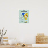Cute Girl Rainy Windy Day Grafische Aanmoediging Poster (Keuken)