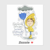 Cute Girl Rainy Windy Day Grafische Aanmoediging Sticker (Vel)