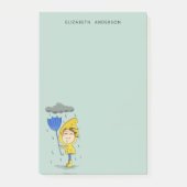 Cute Girl Rainy Windy Day Graphic Personalize Post-it® Notes (Voorkant)
