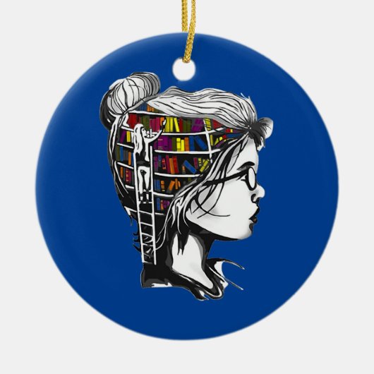 Cute Girl Reading Book Lover Keramisch Ornament (Voorkant)