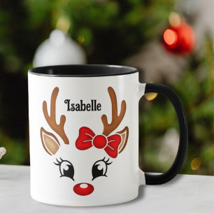 Cute Girl Reindeer Face Coffee Mok