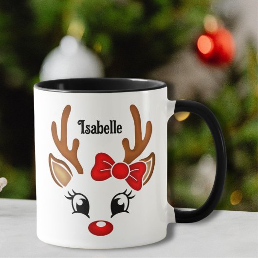 Cute Girl Reindeer Face Coffee Mok