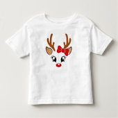 Cute Girl Reindeer Face Kinder Shirts (Voorkant)