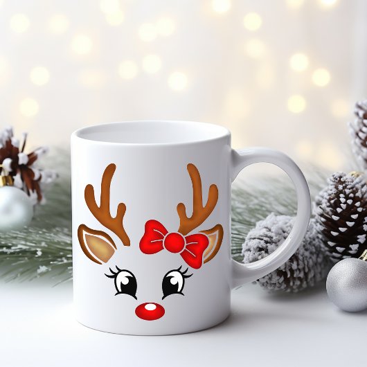Cute Girl Reindeer Face Koffiemok