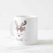 Cute Girl Reindeer Kerstmis Koffiemok (Voorkant links)