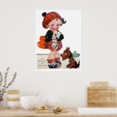 Cute girl retro  Valentijn poster (Keuken)