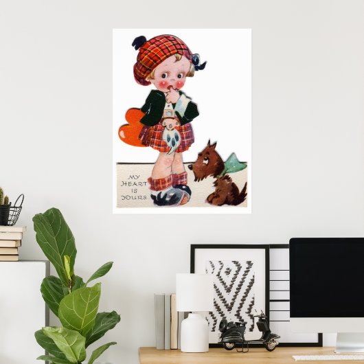 Cute girl retro  Valentijn poster (Thuiskantoor)